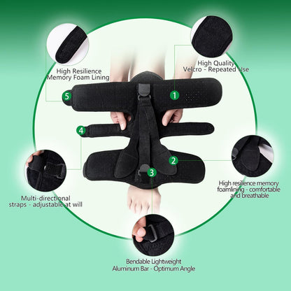 1 Pack Plantar Fasciitis Night Splint Upgrade Foot Brace Plantar Fasciitis Relief Splint Fit Women Men Adjustable Orthotic Stretcher Support Relief Foot Drop Achilles Tendonitis Day&Night